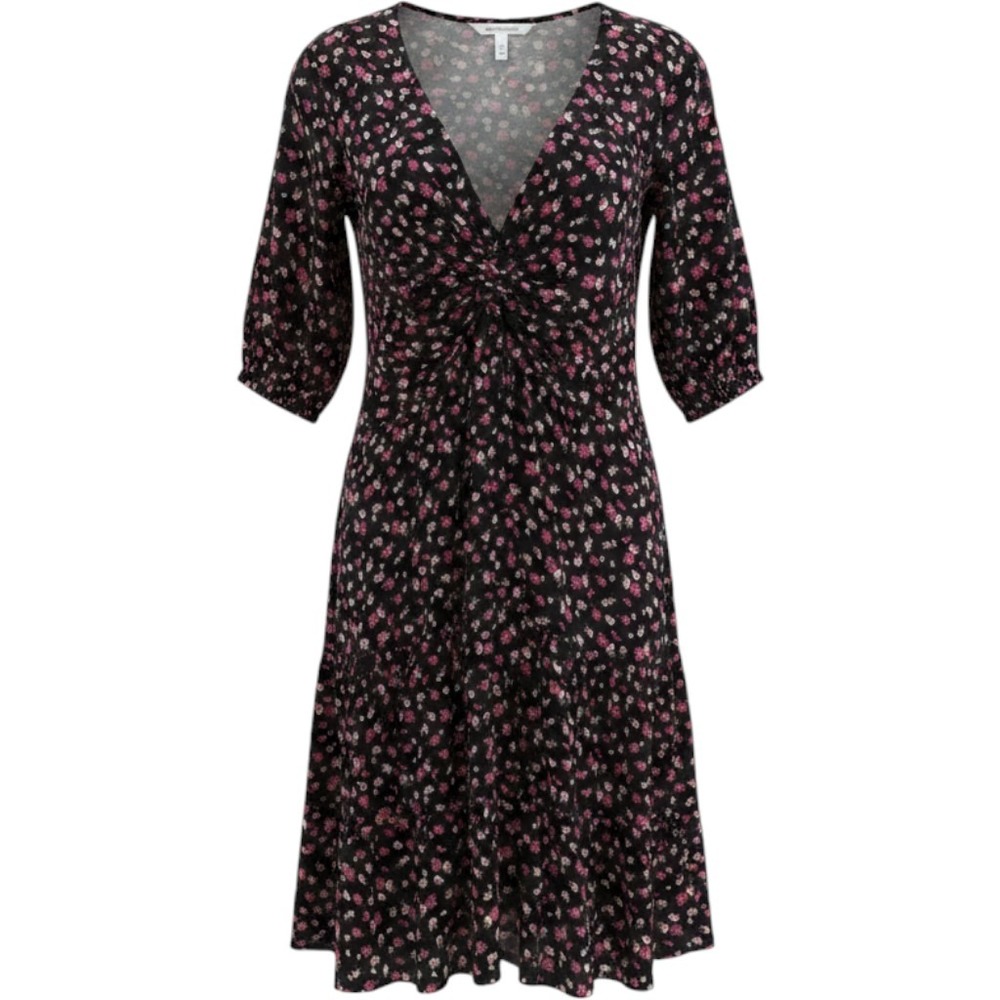 Arula Floral Tie Front V-Neck Mini Dress plus Size 2X Short Sleeve Tiered
